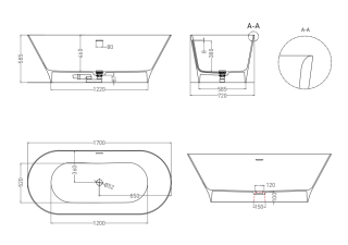 Ванна из искусственного камня Salini Mona S-Stone 102922MRF 170x72см RAL полностью